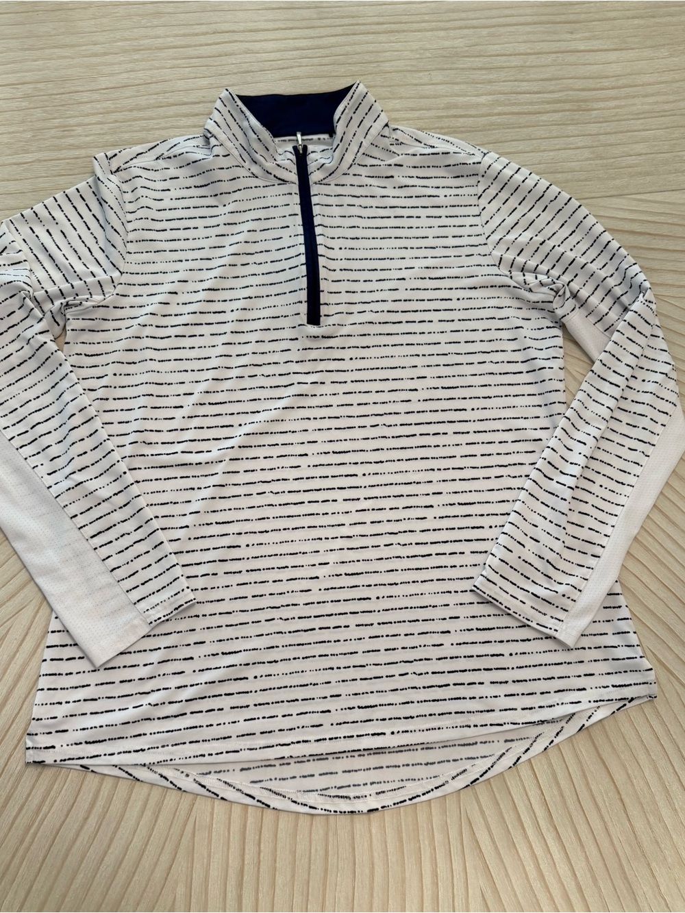 Women's White Long-Sleeve Quarter-Zip Stripe Top UV 50
